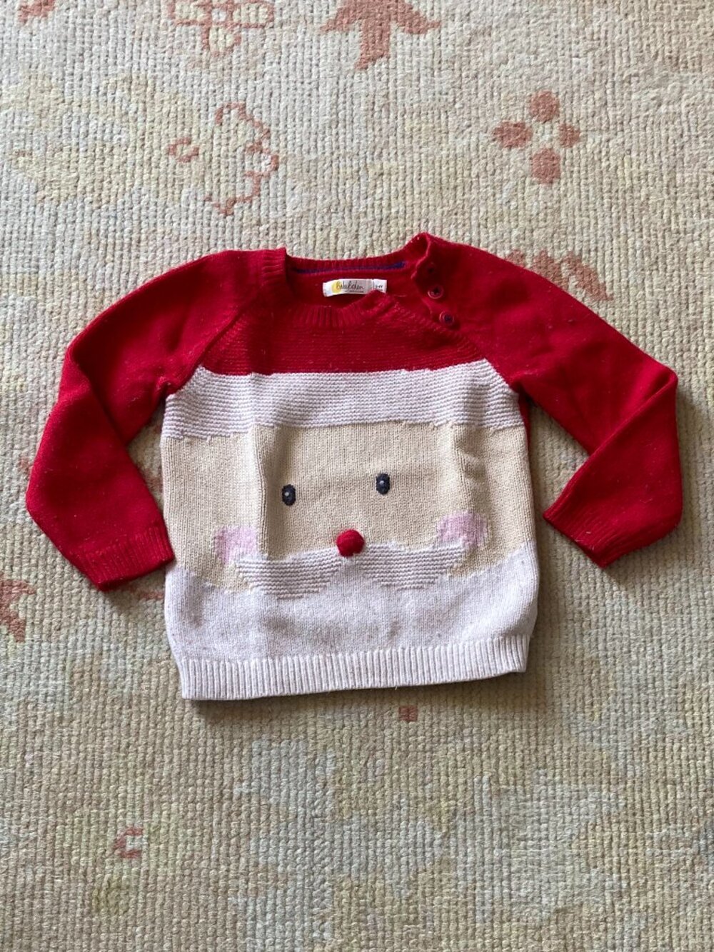 Baby Boden Christmas Santa Sweater in Cotton Wool, 3T/4T